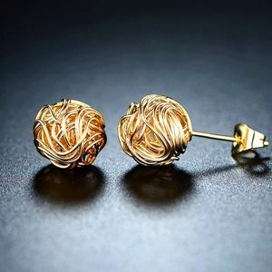 18k Gold Dipped Love Knot Stud Pierced Earrings